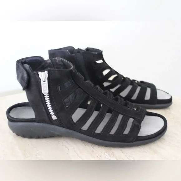 Naot Black Suede Gladiator Sandals - Picture 3 of 8